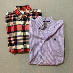 2 Cinch Men's Long Sleeve Striped and Plaid Dress Button-Up Size small